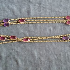 Acrylic Station Necklace 33" Drop Purple + Pink